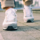 Person walking on pavement