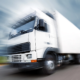 Speeding white truck