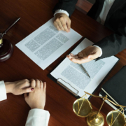 lawyer and client discussion over documents